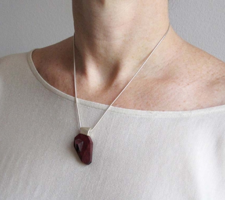Amaranth Wood Silver Necklace