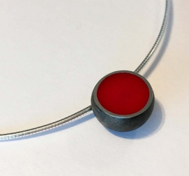 Black and Red Hemisphere Necklace