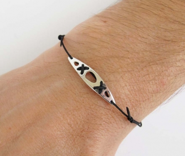 Sea kayak silver bracelet - black