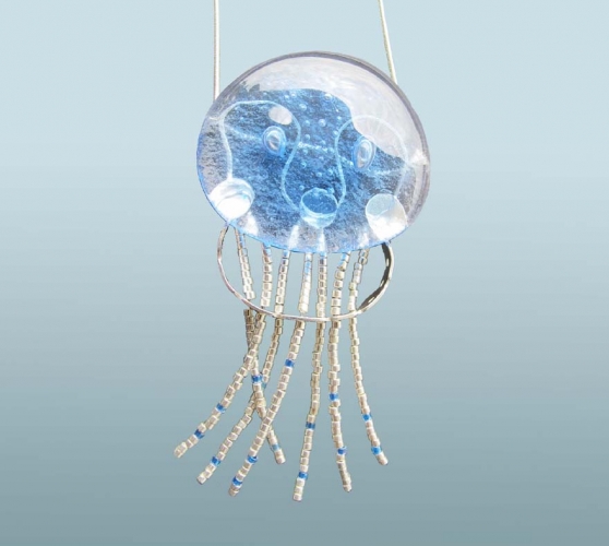 Blue jellyfish necklace