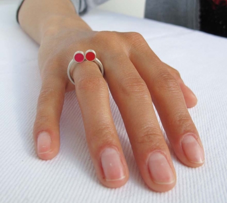 Pont.vero Ring – pink-red, size: 55, US7.25