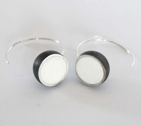 White Oxidised Hemisphere Earrings