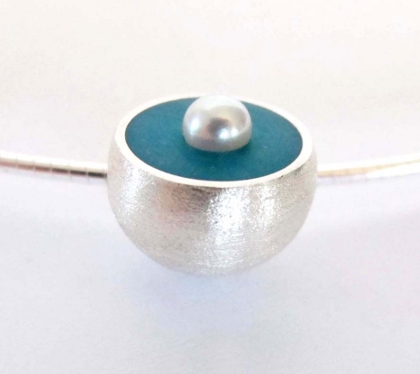 Turquoise Hemisphere Necklace with Pearl