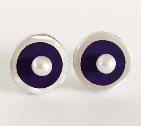 Purple Stud Earrings with freshwater pearls