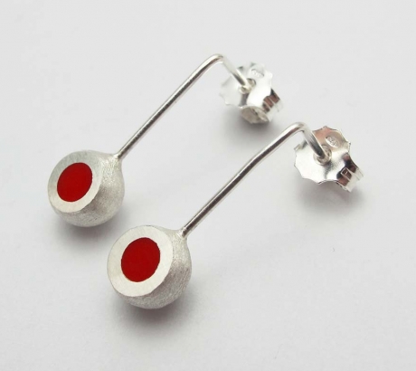 Red Mini Hemisphere Earrings