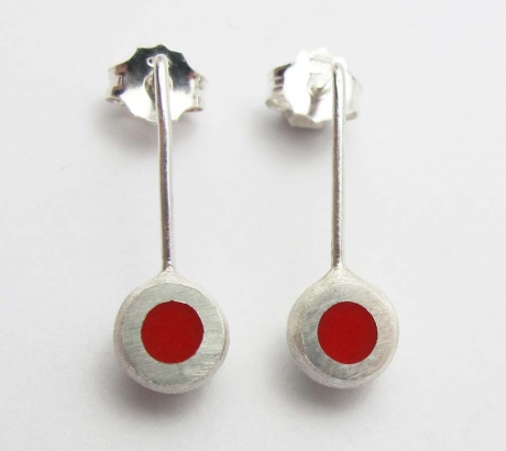 Red Mini Hemisphere Earrings