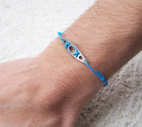 Sea kayak silver bracelet – oxidized, turquoise