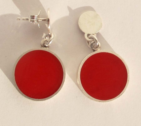 Silver red earrings