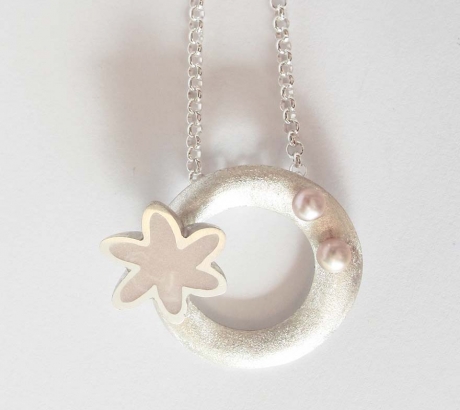 Cherry Flower Necklace with Pearl – No.2