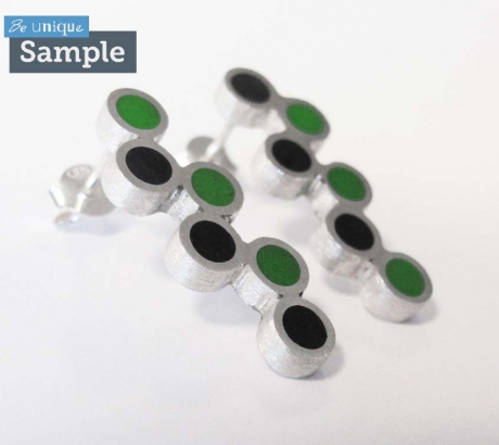 Black-green dot earrings