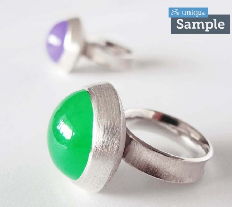Green and purple jade rings