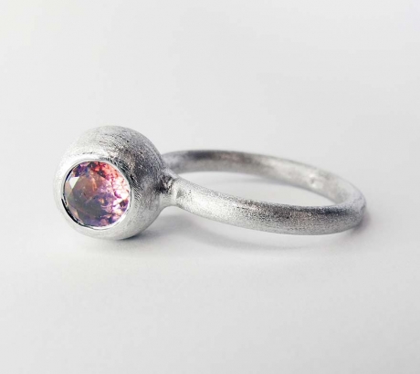 Rózsaszín turmalin félgömb gyűrű