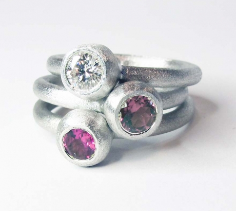 Minimál rózsaszín turmalin gyűrű