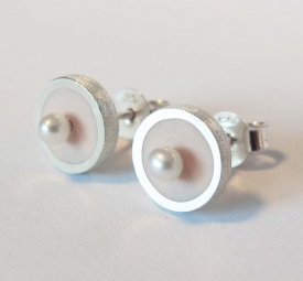 Powder colour Stud Earrings with freshwater pearls