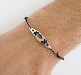Sea kayak silver bracelet - black