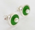 Green Stud Earrings with freshwater pearls
